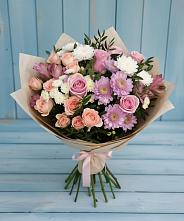 Букет цветов из:  Хризантемы, Розы и Альстромерии в Костомукше